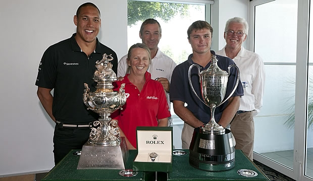 L-R Geoff Huegill (Investec Loyal), Adrienne Cahalan (Wild Oats XI navigator), Gordon Maguire (Loki, sailing Master), Will Hubbard (co-skipper Dawn Star) Roger Hickman (co-skipper, Vamp)