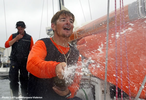 Gerard Veniard blasts out the bubbly