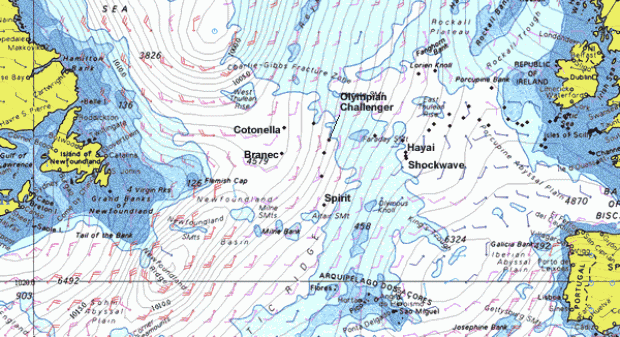 Positions and weather at noon today. Image courtesy of I&M MaxSea