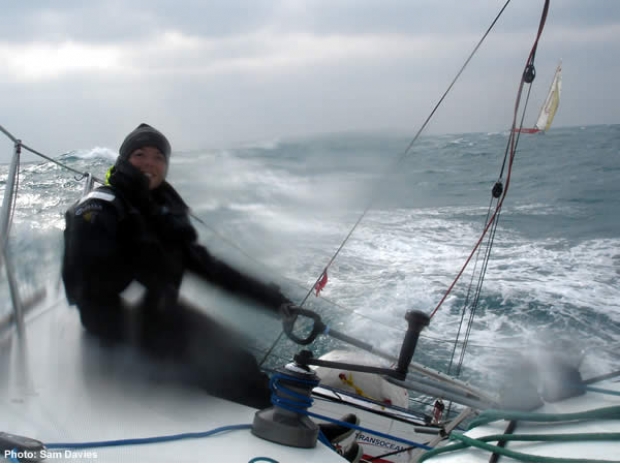 That’s Alexia, with Brossard behind. It’s blowing more than 30 knots! And snowing inland! But Alex is still smiling (and so am I behind the camera!)