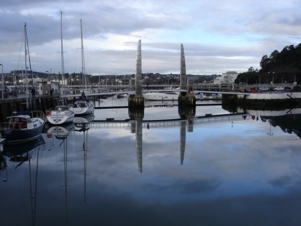 The new bridge that now links the marina to the Yacht Club side of the harbour