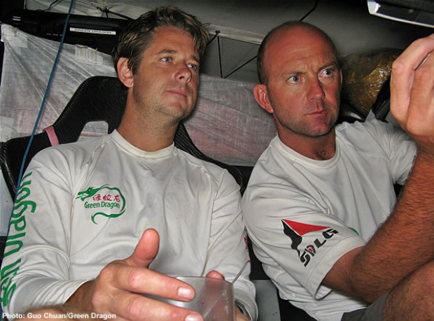 Ian Moore in his normal position, down below with Green Dragon skipper Ian Walker