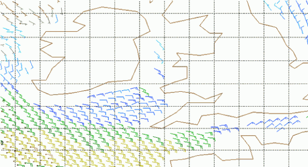 Present wind radar satellite image