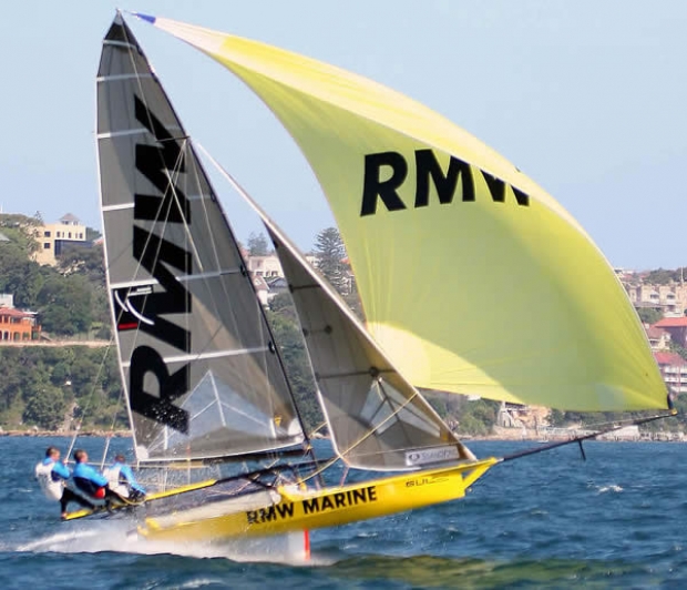Rob Greenhalgh with crew Dan Johnson and Peter Greenhalgh at the 2005 JJ Giltinan