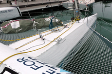 The foredeck - the halyards are on hooks