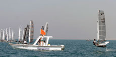 Bora Gulari goes for the port tack start. Puma Moth Championship Photo © James Boyd/www.thedailysail.com