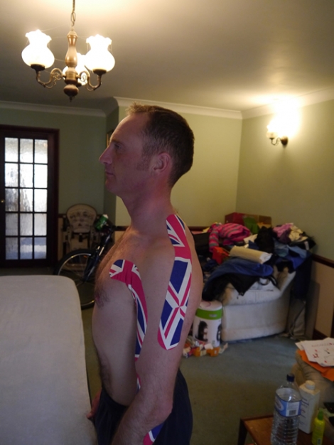 Jon Emmett "Rock taped" up and ready for action!